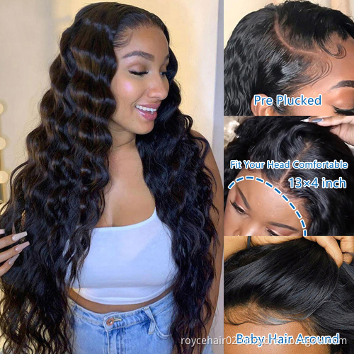 Natural Virgin Malaysian Human Hair 200 Density Loose Wave Lace Front Custom Wig with Natural Hairline Closure
